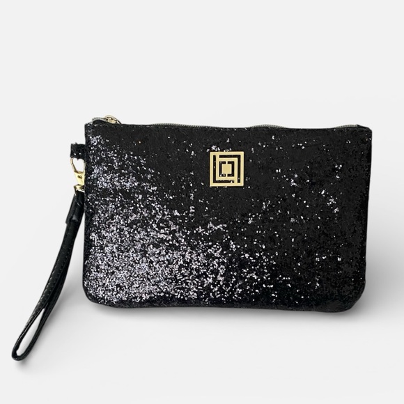 Liz Claiborne Handbags - Black Glitter Sparkly Shimmer Large Wristlet Clutch Like New w Charger